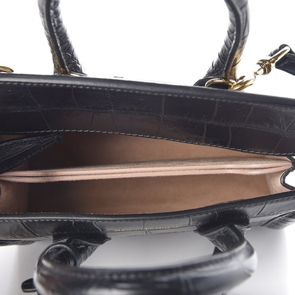 Alexander McQueen Calfskin Crocodile Embossed Mini Heroine 21 Black 7 of 8