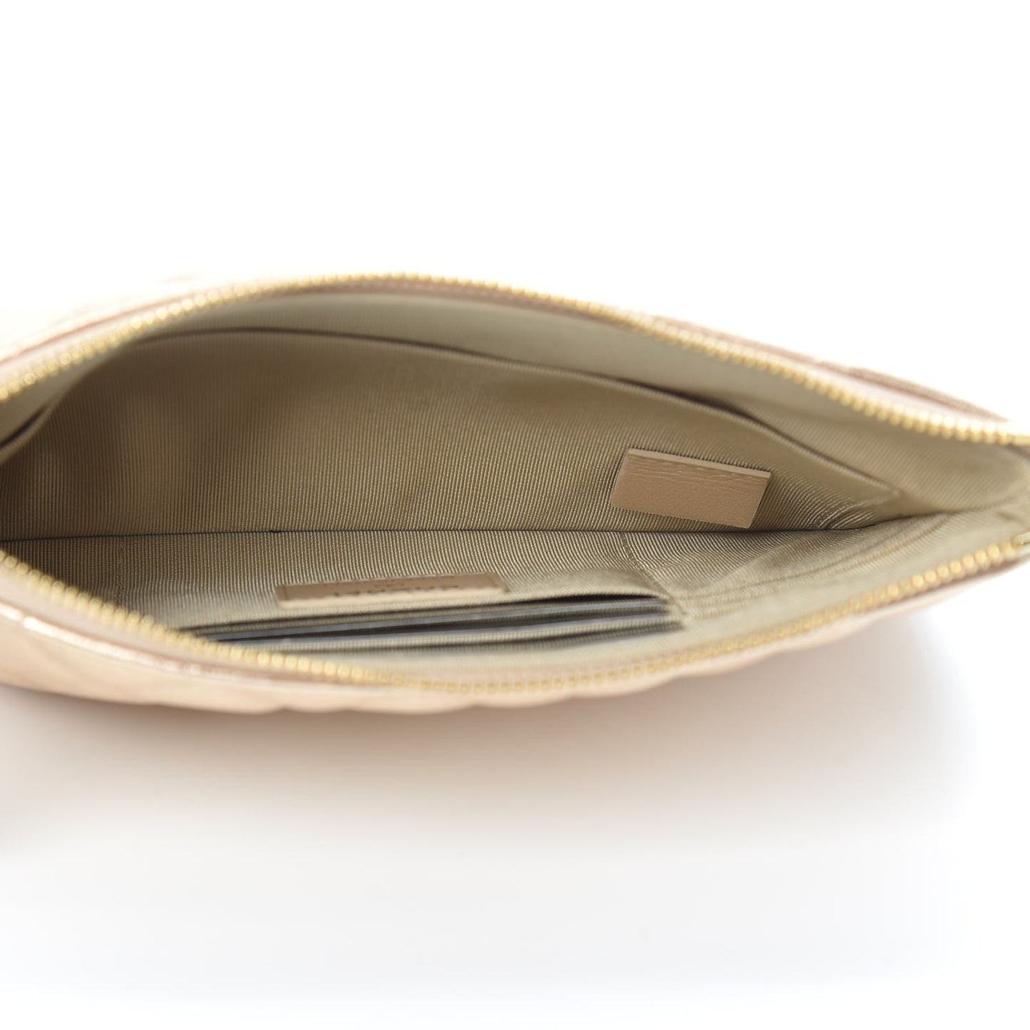 Metallic Lambskin Quilted Cosmetic Pouch Gold