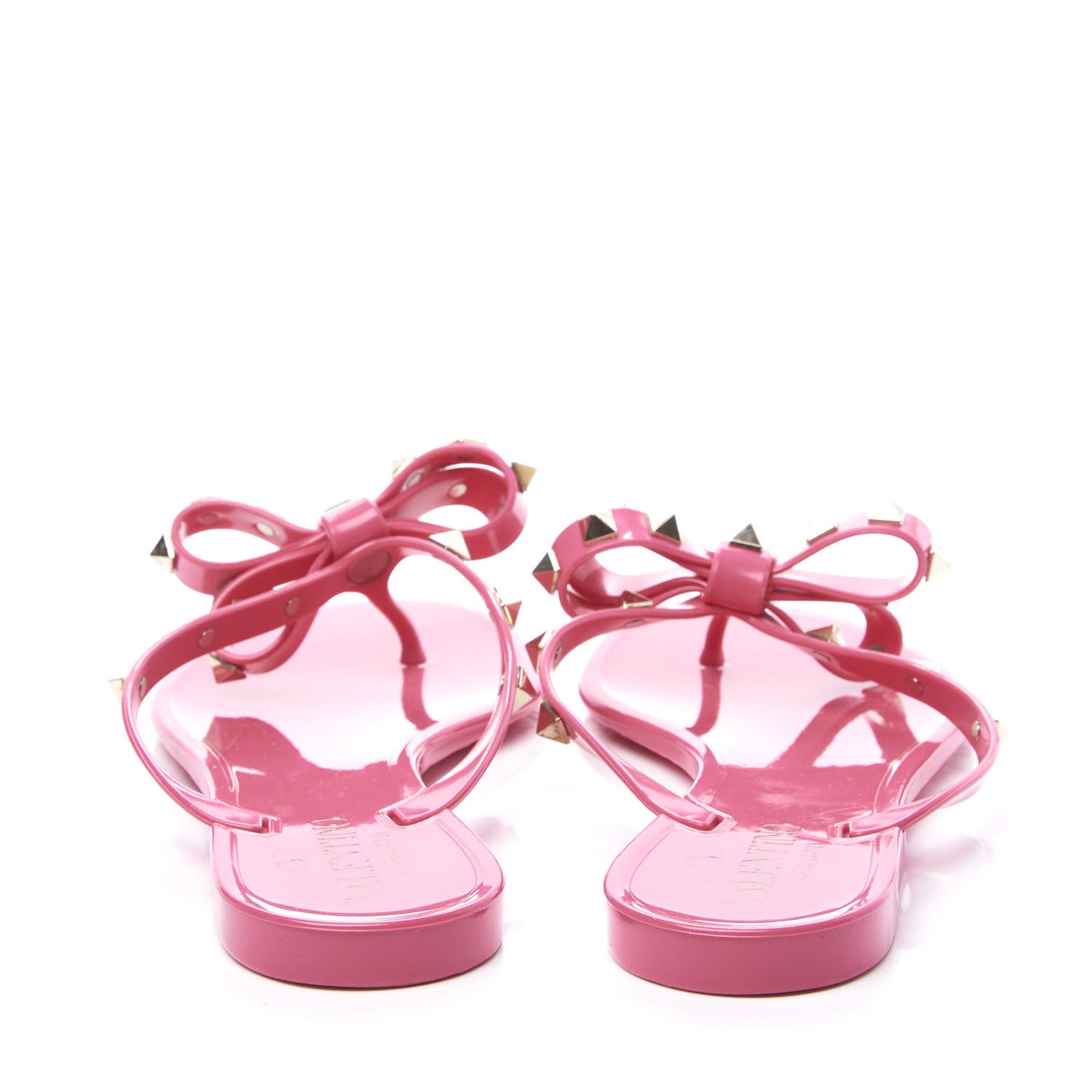 PVC Jelly Rockstud Bow Thong Sandals 36 Pink