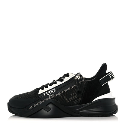 Fendi Nylon Lycra FF Womens Fendi Flow Low Top Sneakers 38 Black Silver Anthracite 1 of 8