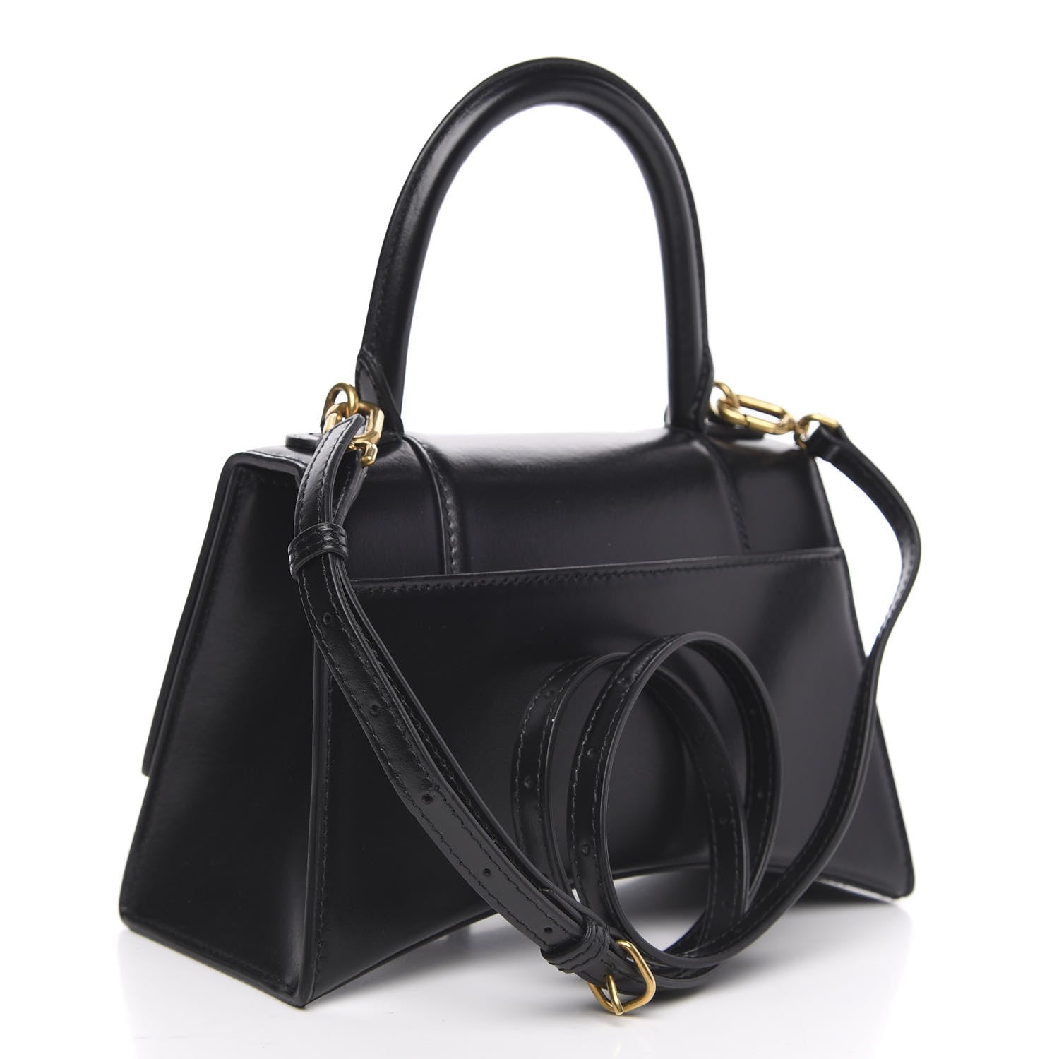 Balenciaga Shiny Box Calfskin Small Hourglass Top Handle Bag Black 3 of 12