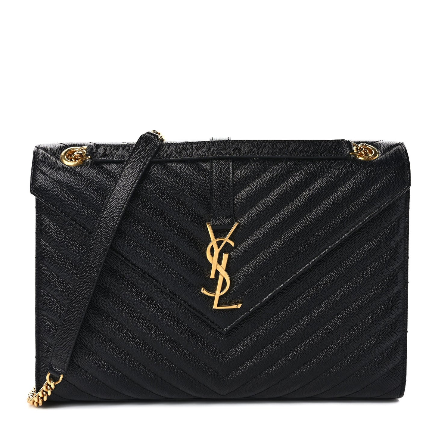 Grain De Poudre Matelasse Chevron Large Monogram Satchel Black