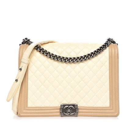 Chanel Lambskin Quilted Large Boy Flap Light Beige Dark Beige 1 of 15