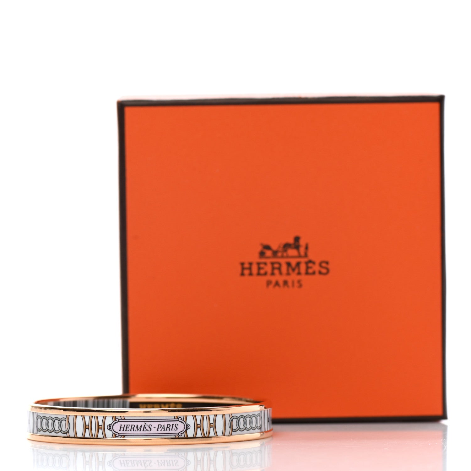 Hermes Enamel Printed Narrow Lift Profile Bracelet 65 Sable 6 of 6
