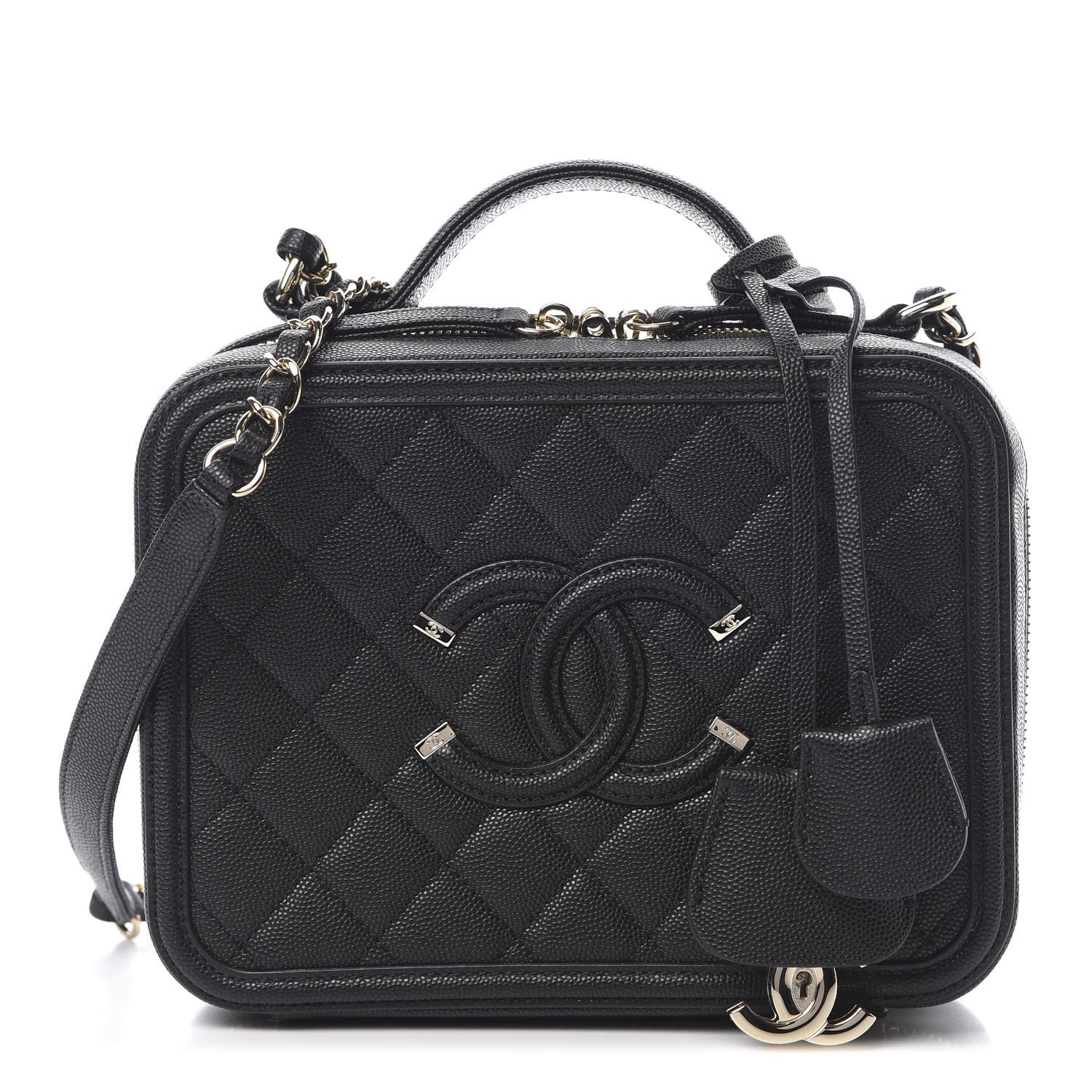 Chanel Caviar Quilted Large CC Filigree Vanity Case Black 1 of 12