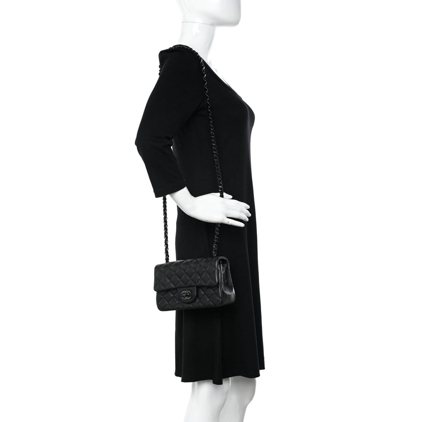 Lambskin Quilted Mini Rectangular Flap So Black