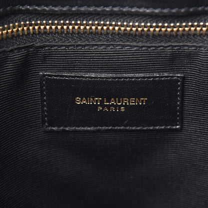 Saint Laurent Lambskin Matelasse Chevron Monogram Shopping Bag Black 6 of 9