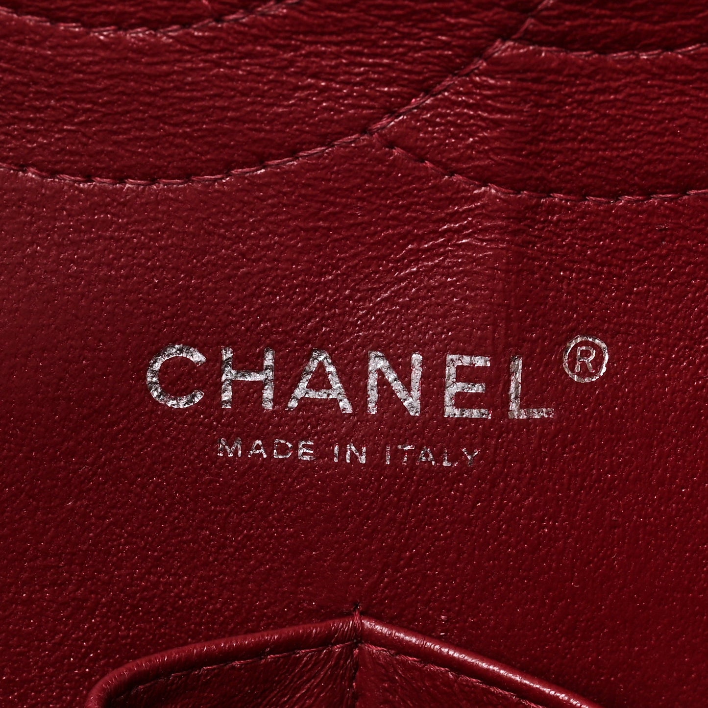 Striated Patent Quilted Jumbo Double Flap Burgundy