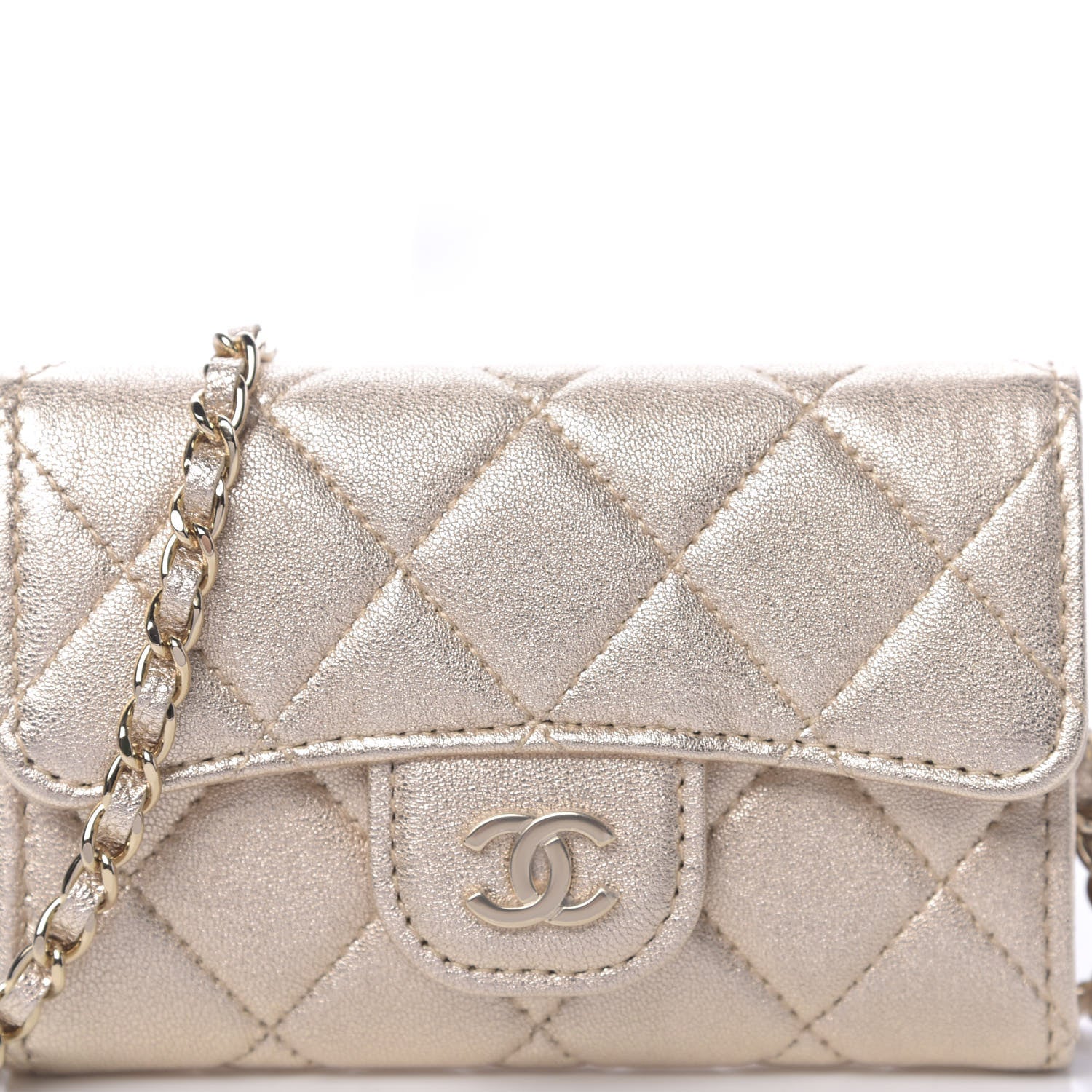 Chanel Metallic Lambskin Quilted Flap Chain Waist Bag Gold 10 of 11