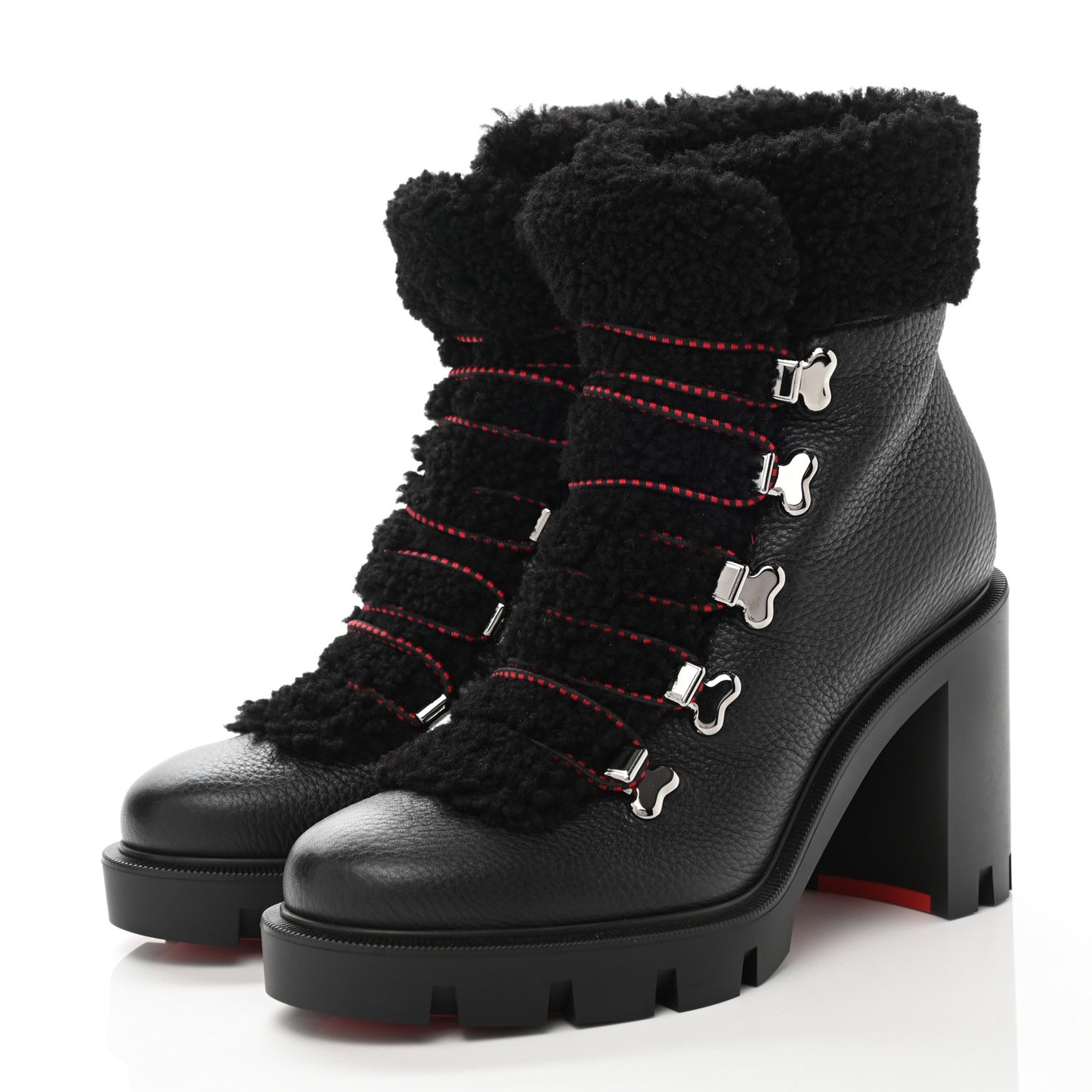Grained Calfskin Shearling Edelvizir 70 Ankle Boots 37 Black