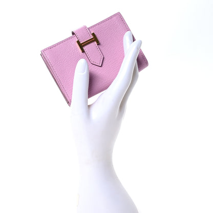 Hermes Chevre Mysore Bearn Card Holder Wallet Mauve Sylvestre 2 of 8