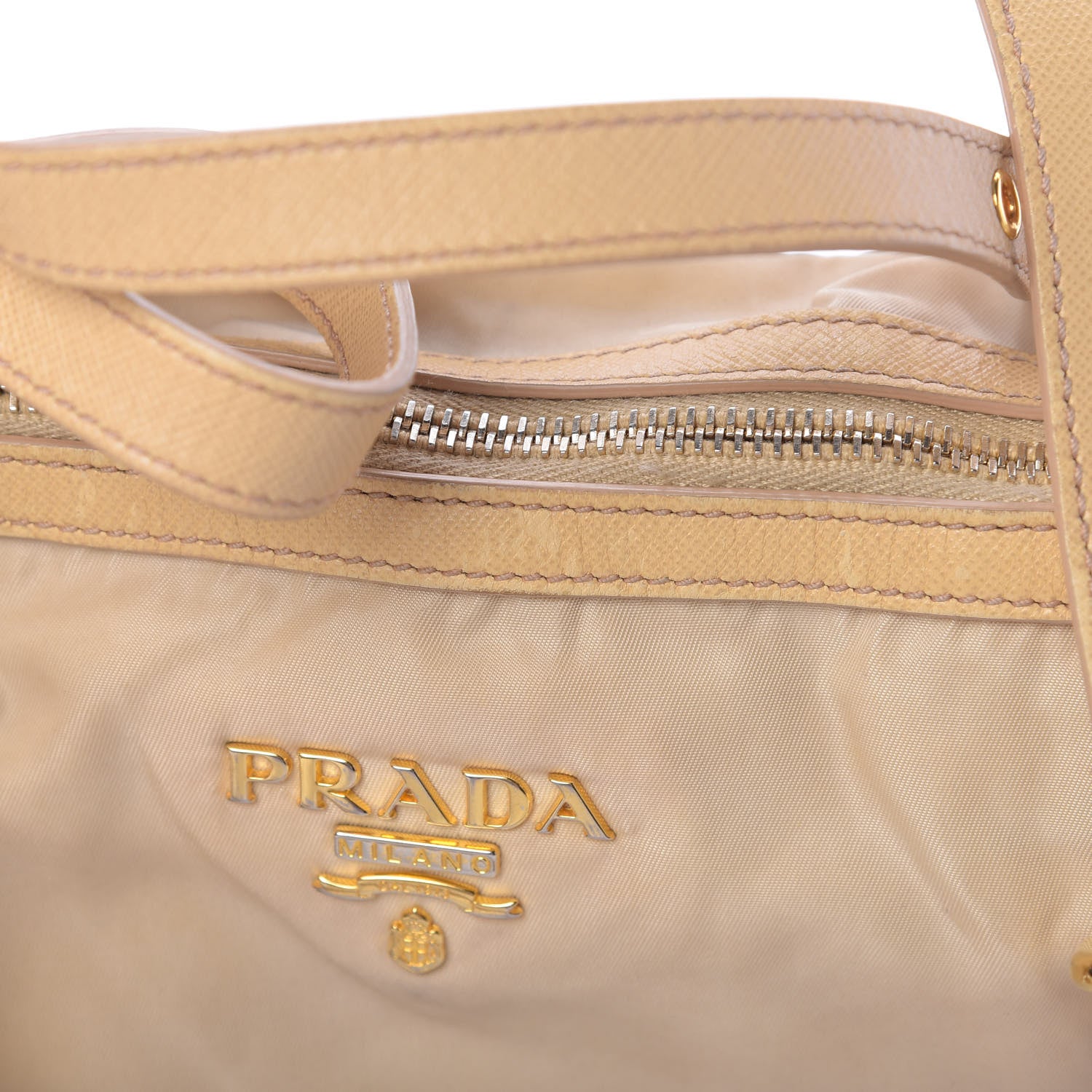 Prada Tessuto Nylon Nappa Shoulder Bag Beige 17 of 18