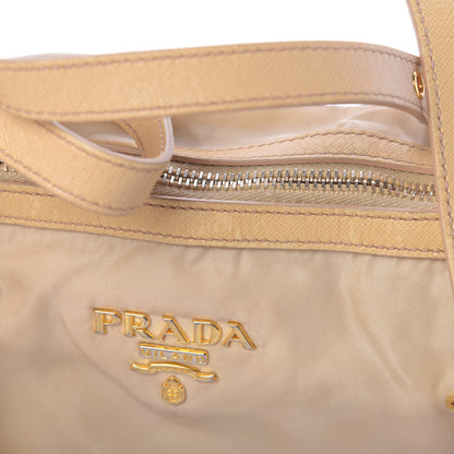 Prada Tessuto Nylon Nappa Shoulder Bag Beige 17 of 18