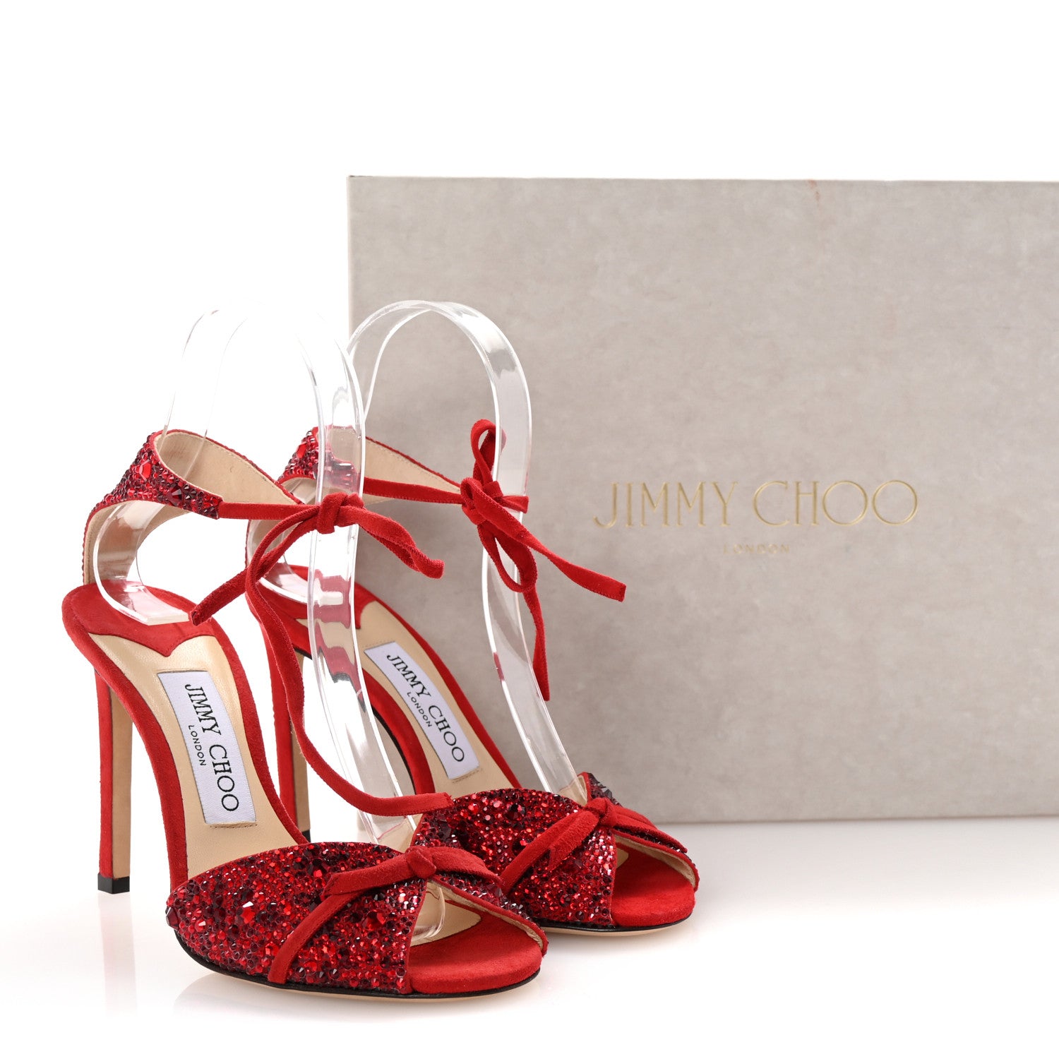 Jimmy Choo Suede Crystal Talaya 100 Pumps 35.5 Red 9 of 9