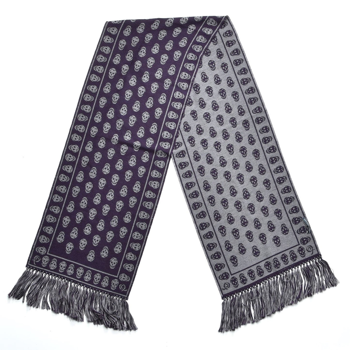 Wool Large Skull Scarf Purple