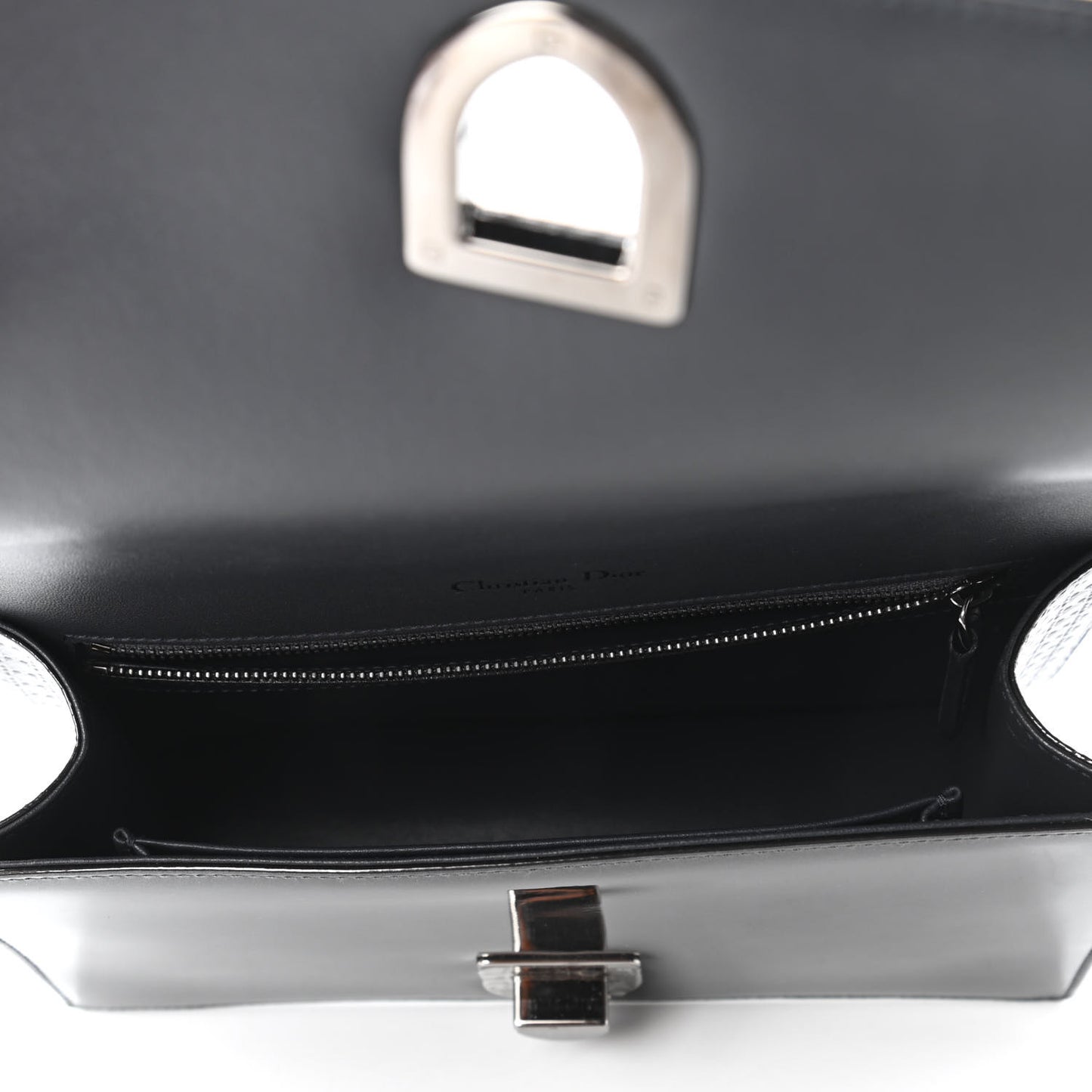Metallic Patent Micro-Cannage Medium Diorama Flap Bag Onyx Black