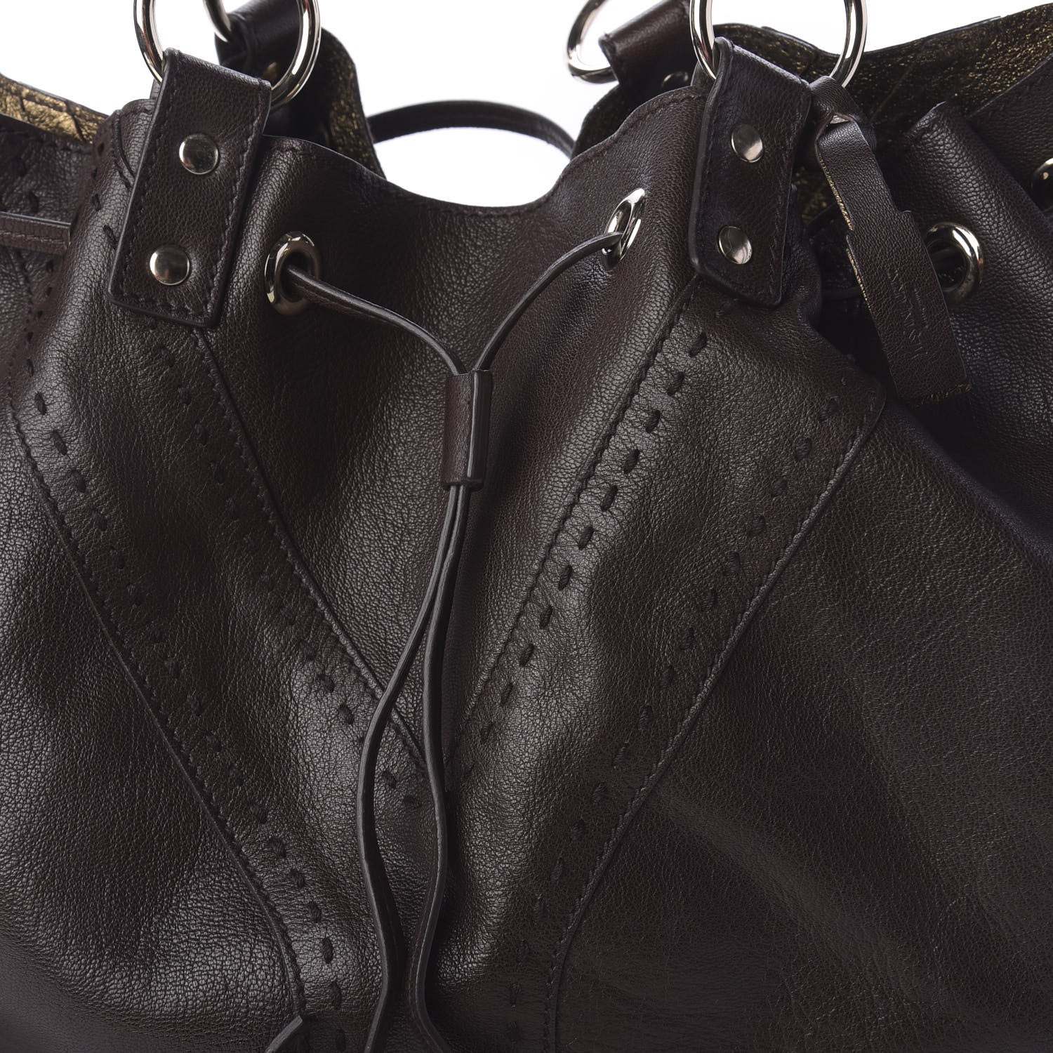 Saint Laurent Calfskin Reversible Double Sac Y Tote Gold Brown 8 of 15