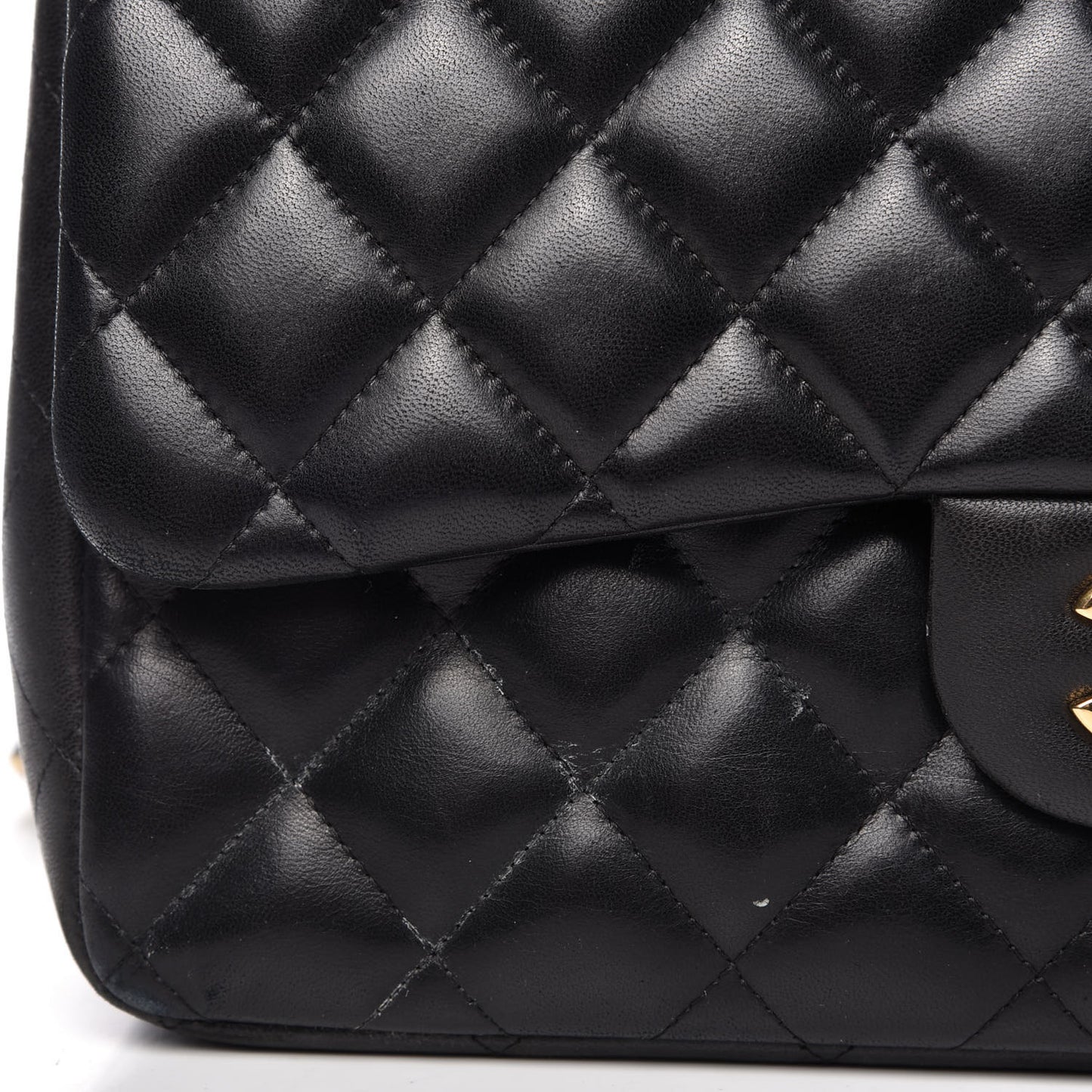 Lambskin Quilted Jumbo Double Flap Black