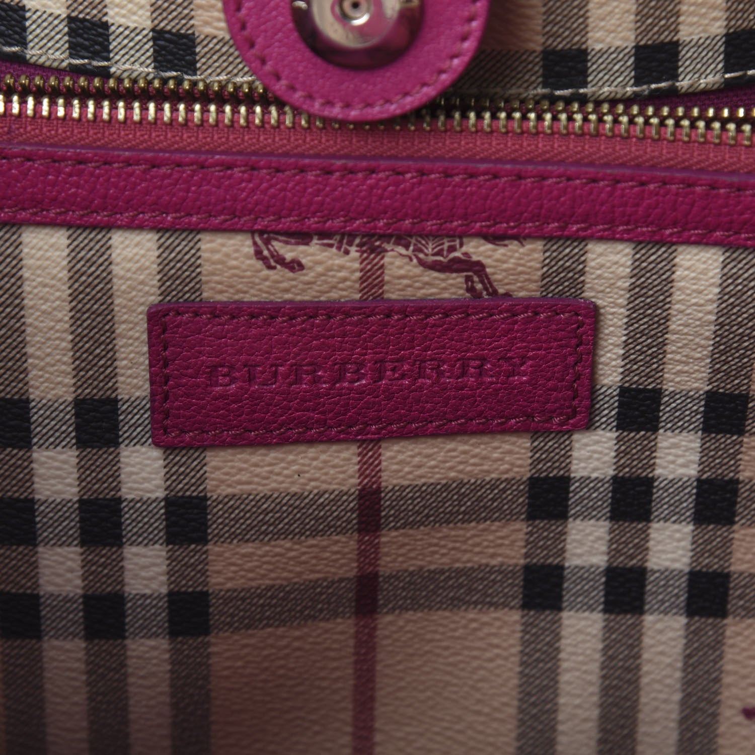 Burberry Haymarket Check Small Canterbury Tote Magenta 6 of 11