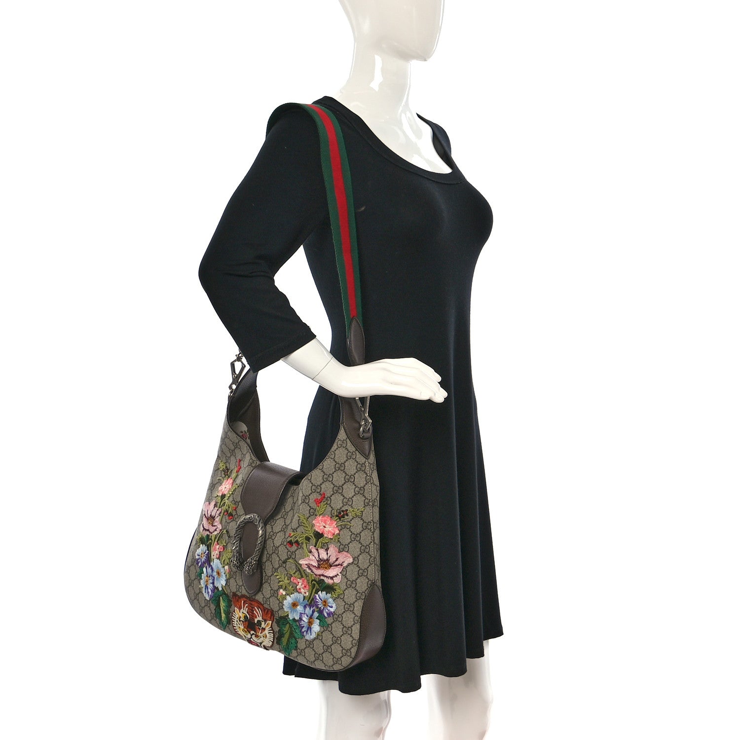 Gucci GG Supreme Monogram Web Embroidered Medium Dionysus Hobo Beige New Acero Multicolor 3 of 9