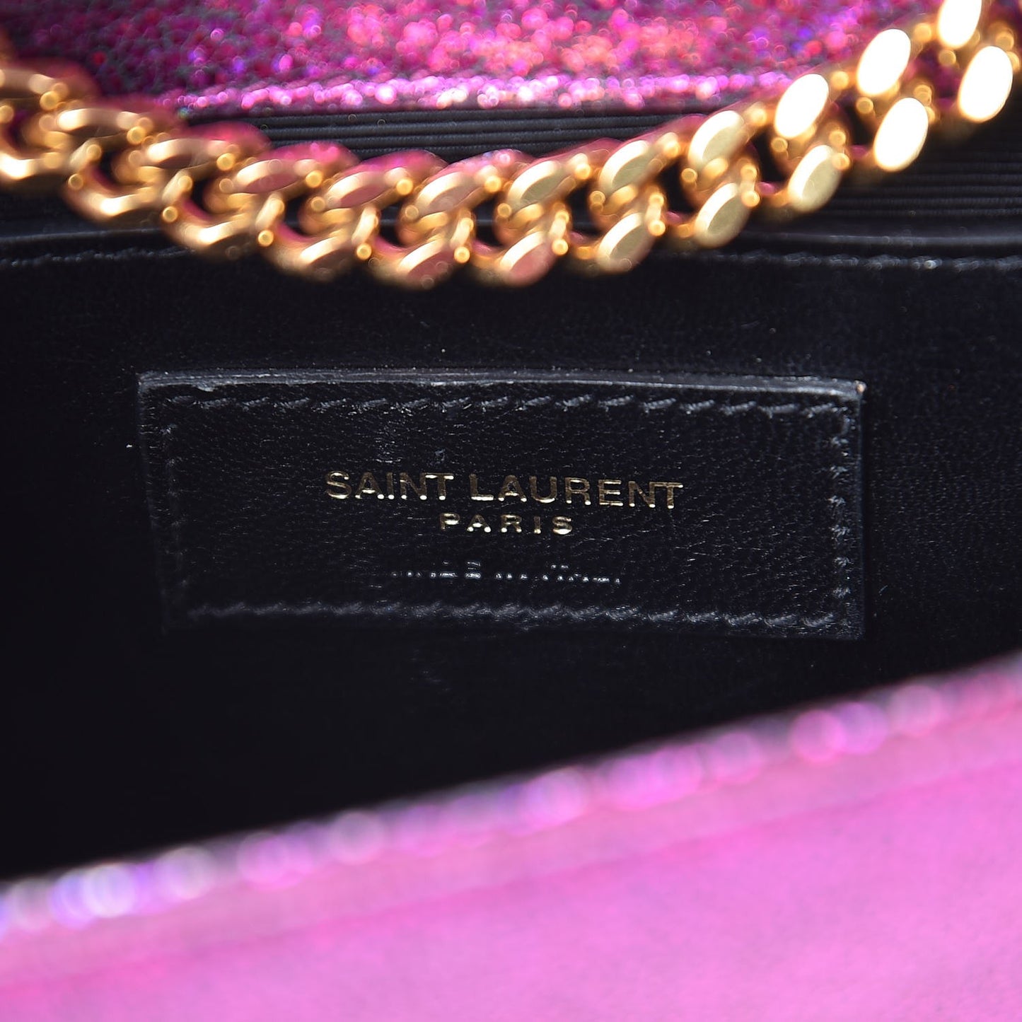 Metallic Calfskin Small Classic Monogram Kate Satchel Fuchsia