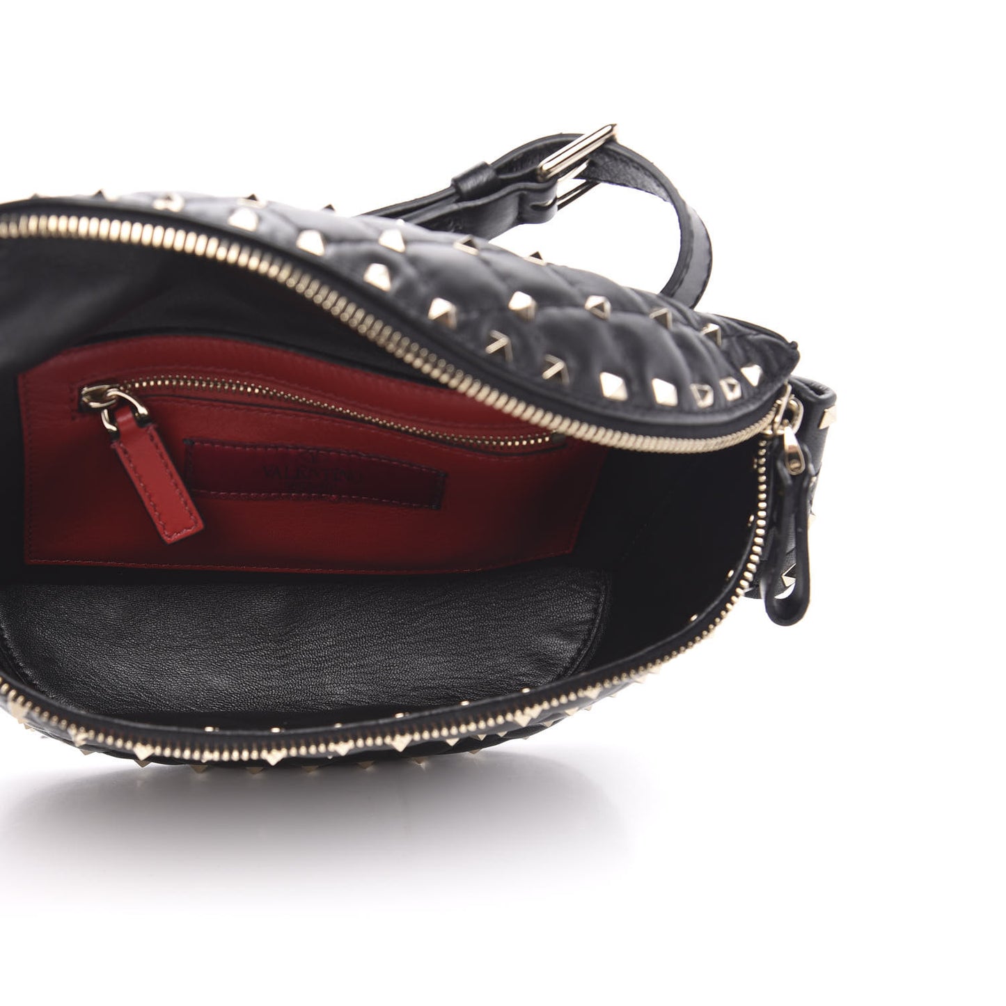 Lambskin Rockstud Spike Belt Bag 75 Black
