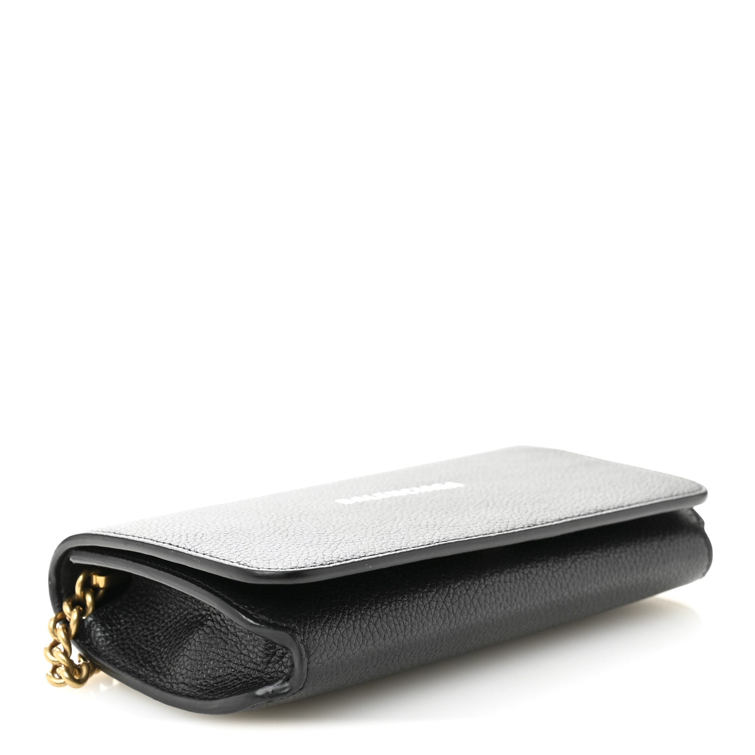 Balenciaga Grained Calfskin Logo Cash Phone Holder Wallet On Chain Black White 4 of 9
