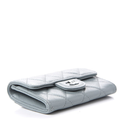 Chanel Caviar Quilted Flap Card Holder Wallet Light Blue 4 of 10