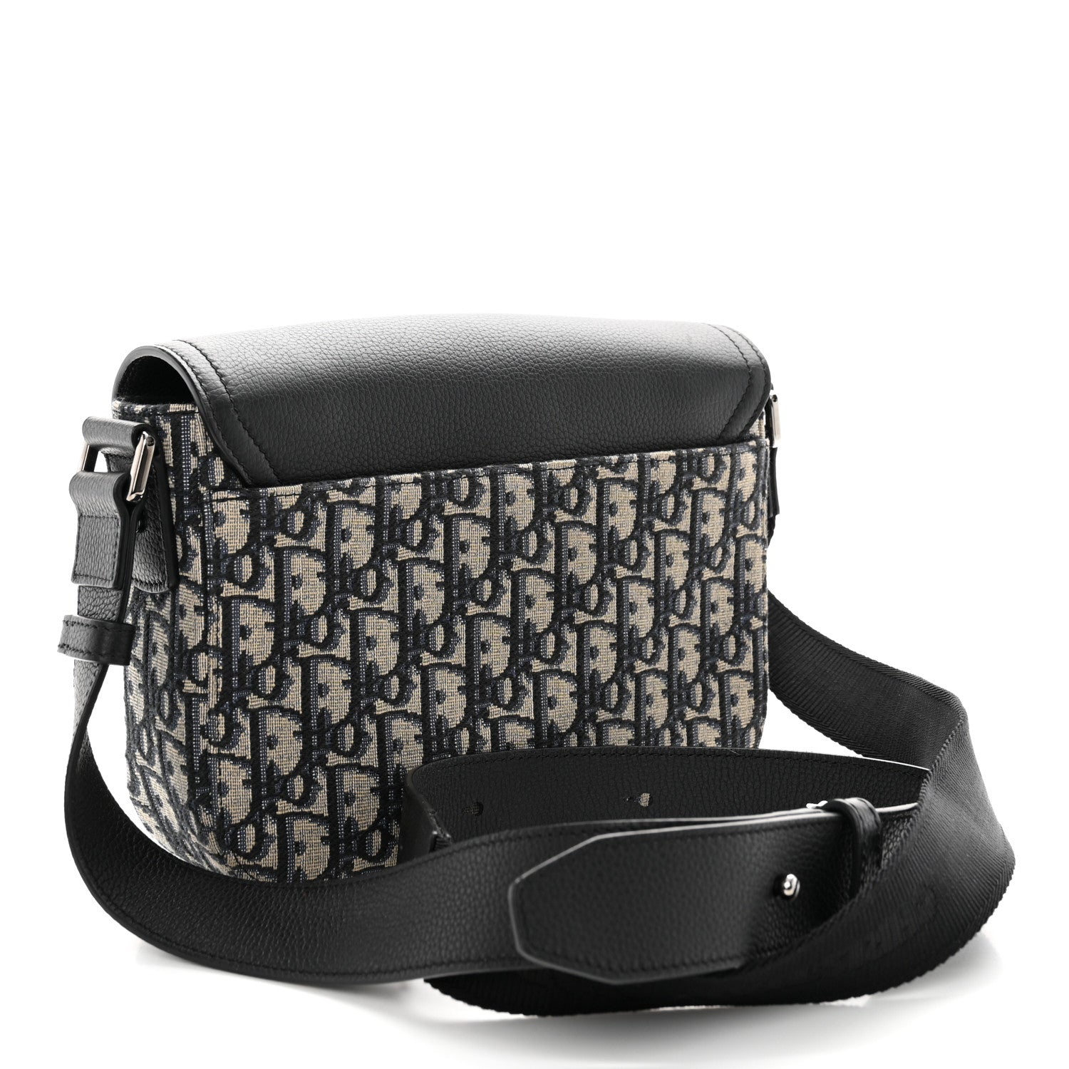 Christian Dior Grained Calfskin Oblique Saddle Messenger Black 3 of 11