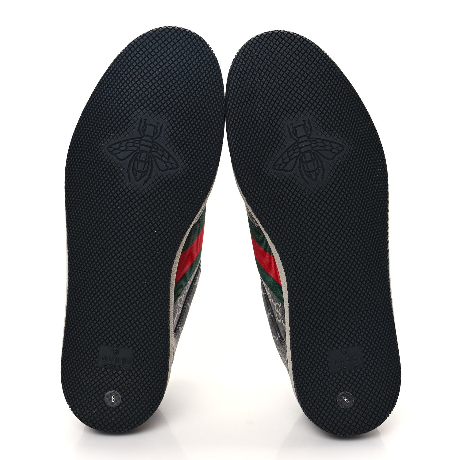 Gucci GG Supereme Monogram Miro Soft Calfskin Web Mens Screener Sneakers 8 Black Grey Sky 5 of 8