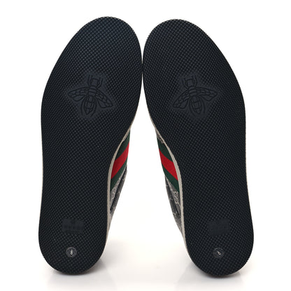 Gucci GG Supereme Monogram Miro Soft Calfskin Web Mens Screener Sneakers 8 Black Grey Sky 5 of 8