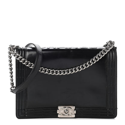 Chanel Glazed Calfskin Large Boy Flap Black 1 of 10