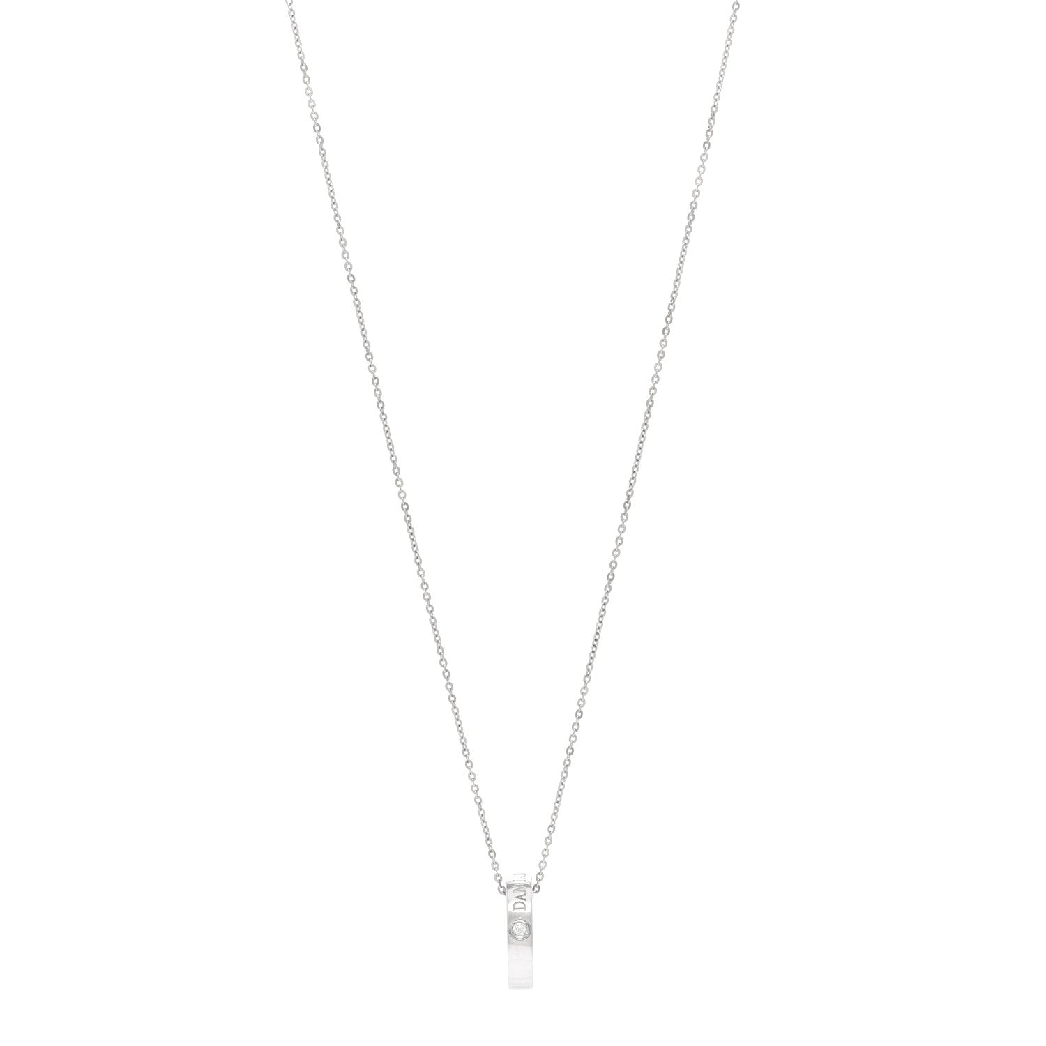 Damiani 18K White Gold Diamond D Side Pendant Necklace 1 of 4