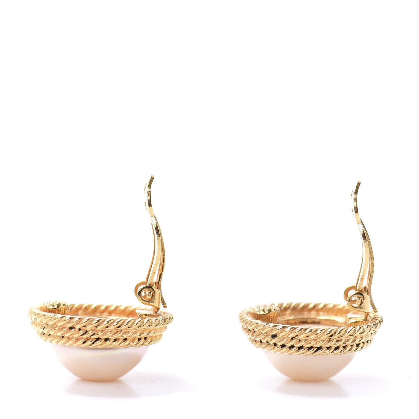 Pearl Round Clip On Earrings Gold