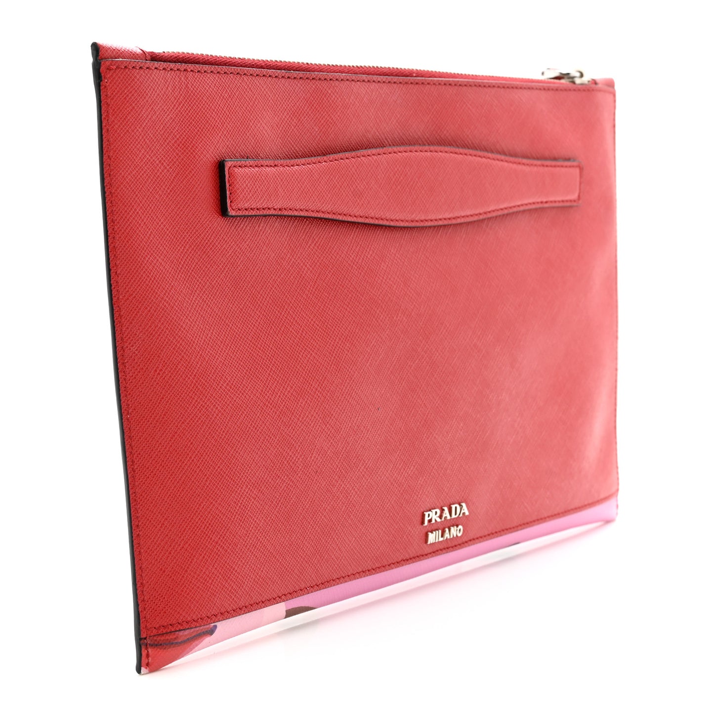 Saffiano Butterfly Print Clutch Rosso Multicolor