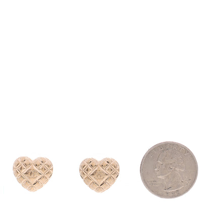 Chanel Quilted CC Heart Earrings Gold 2 of 5