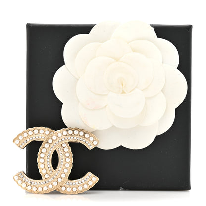 Chanel Crystal Pearl CC Brooch Gold 4 of 4