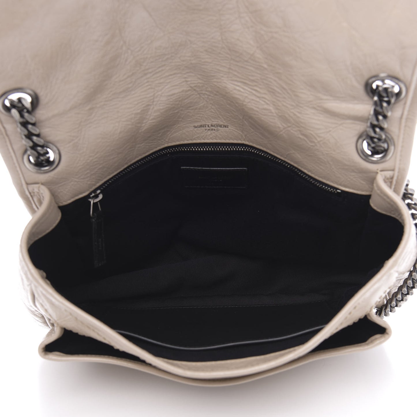 Crinkled Calfskin Matelasse Monogram Medium Niki Chain Satchel Light Natural