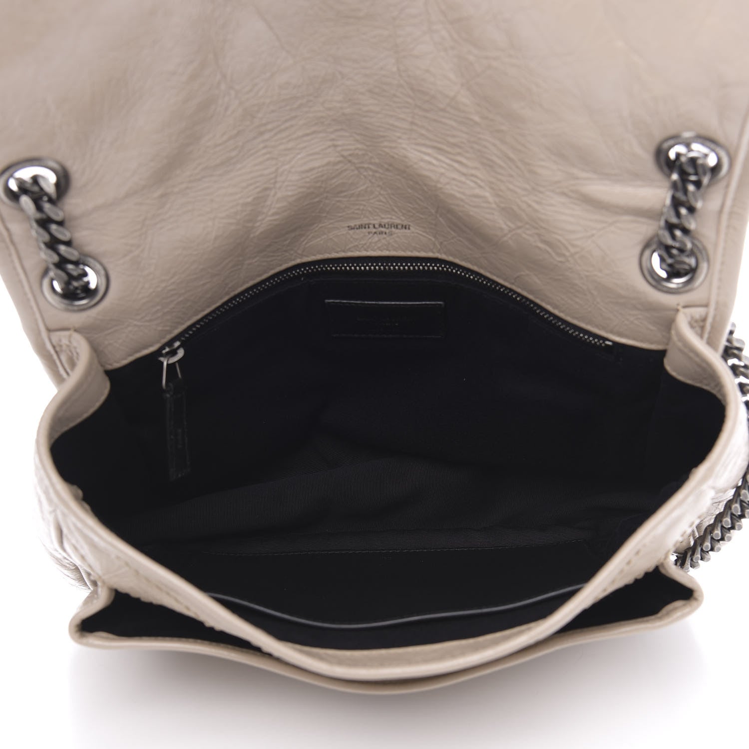 Saint Laurent Crinkled Calfskin Matelasse Monogram Medium Niki Chain Satchel Light Natural 5 of 13