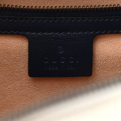 Gucci Vintage Effect Calfskin Matelasse Diagonal Small Torchon GG Marmont Bamboo Top Handle Shoulder Bag Mystic White Blue Agata 6 of 9