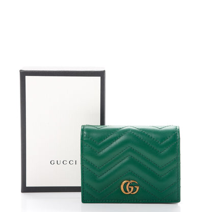 Gucci Calfskin Matelasse GG Marmont Card Case Wallet Emerald 9 of 9