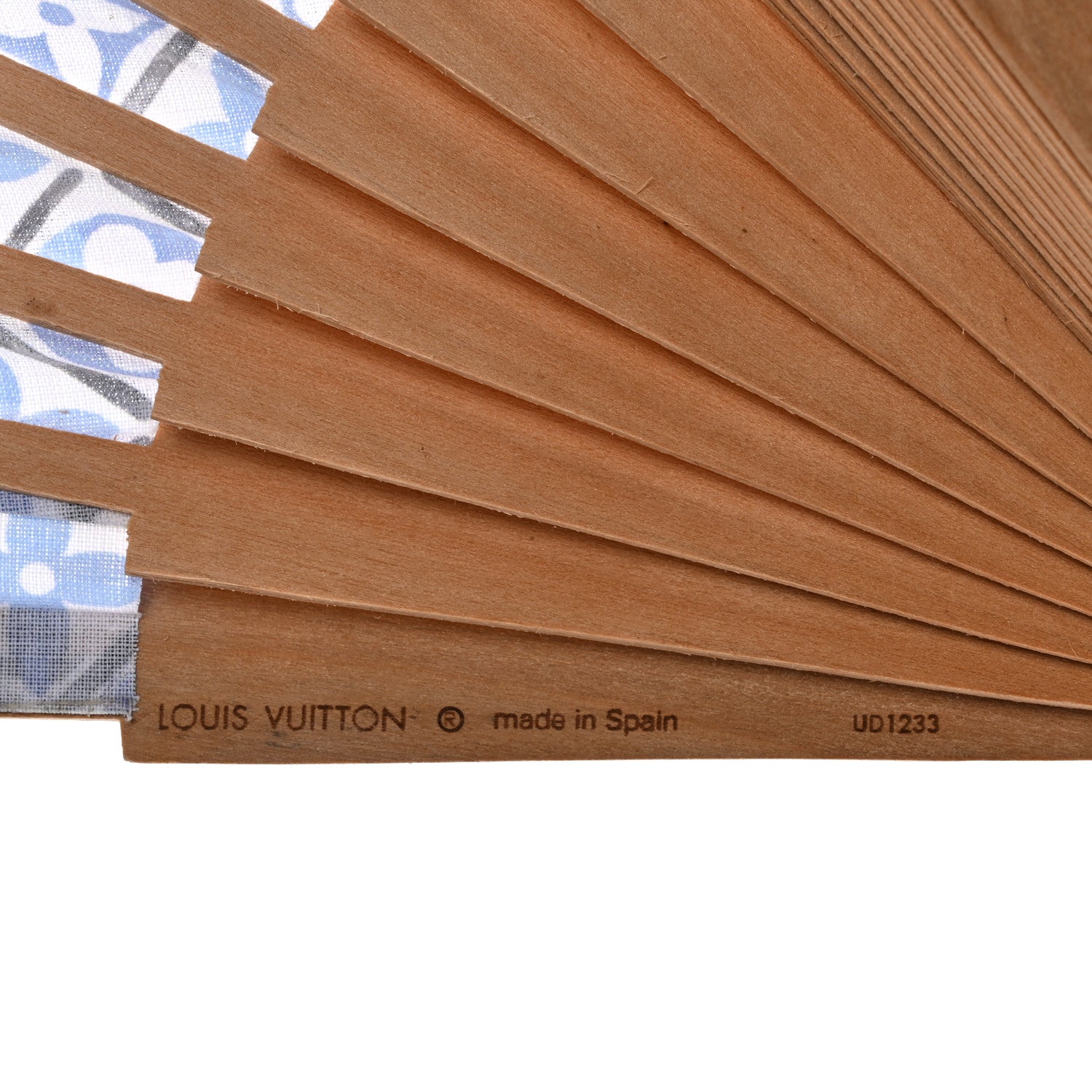 Louis Vuitton Sycamor Wood Cotton Monogram Tile Fan Blue 3 of 6