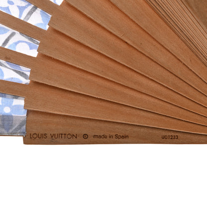 Louis Vuitton Sycamor Wood Cotton Monogram Tile Fan Blue 3 of 6