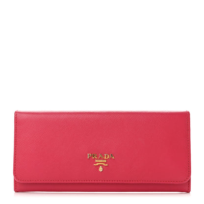 Prada Saffiano Metal Continental Flap Wallet Peonia 1 of 9