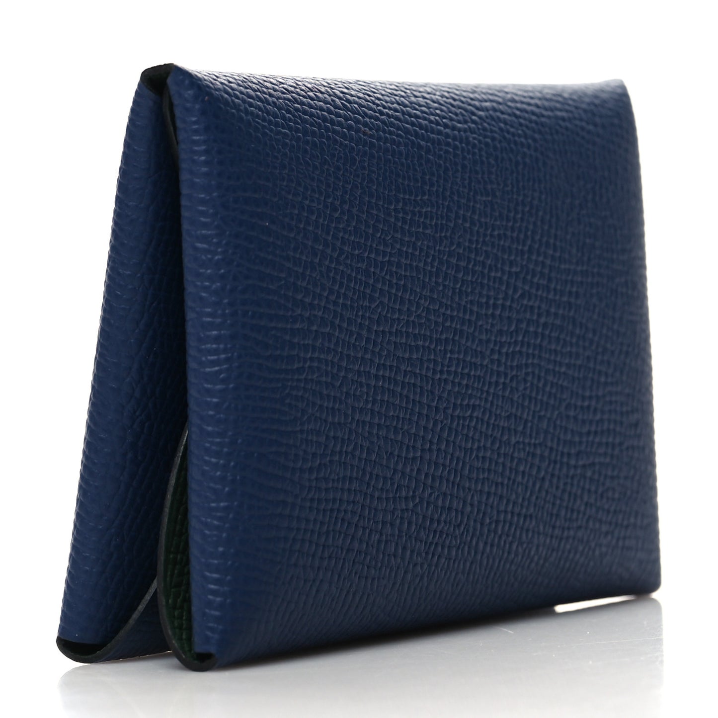 Epsom Verso Calvi Duo Card Case Bleu Saphir Vert Cypress