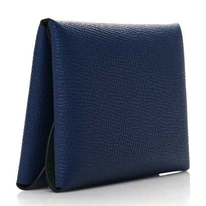 Hermes Epsom Verso Calvi Duo Card Case Bleu Saphir Vert Cypress 3 of 10