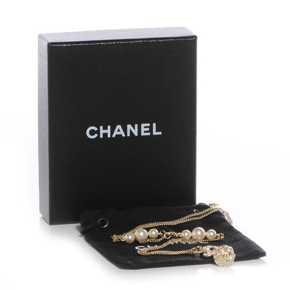 Chanel Pearl Crystal CC Pendant Necklace Gold 6 of 6