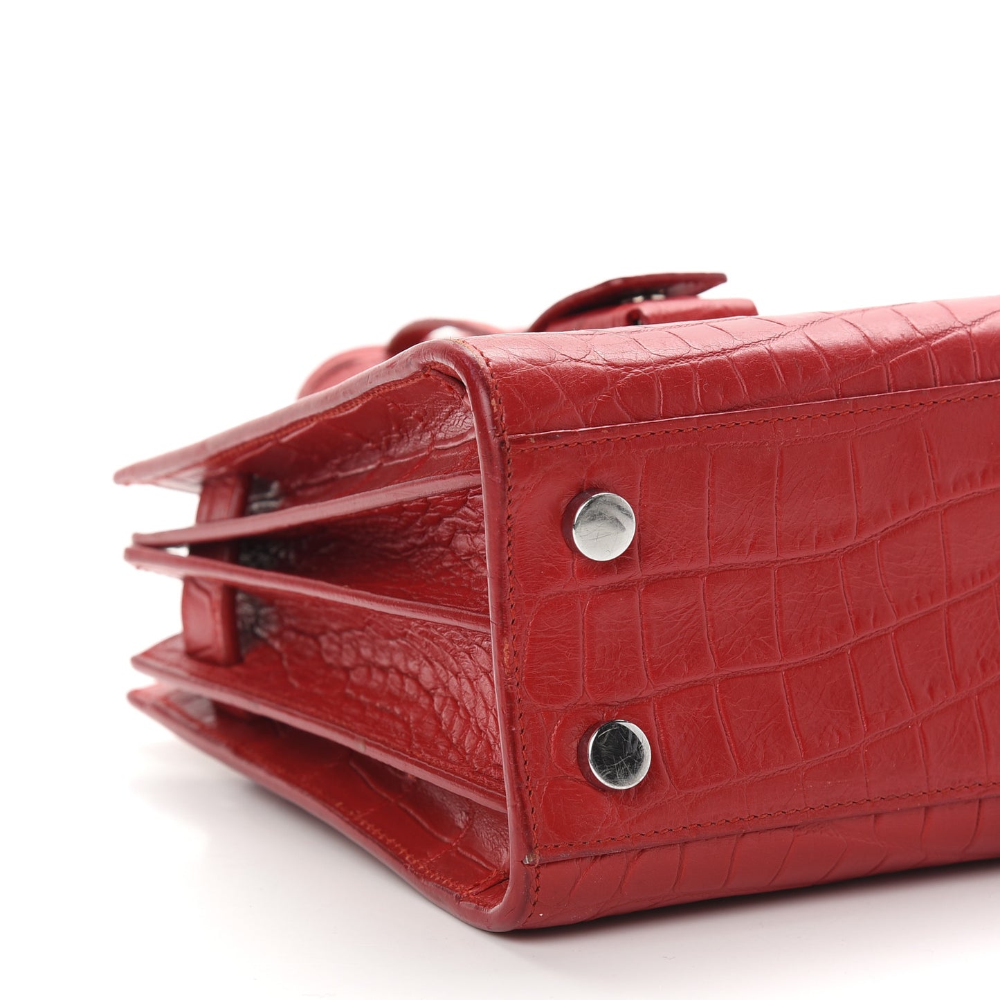 Calfskin Crocodile Embossed Nano Sac De Jour Red