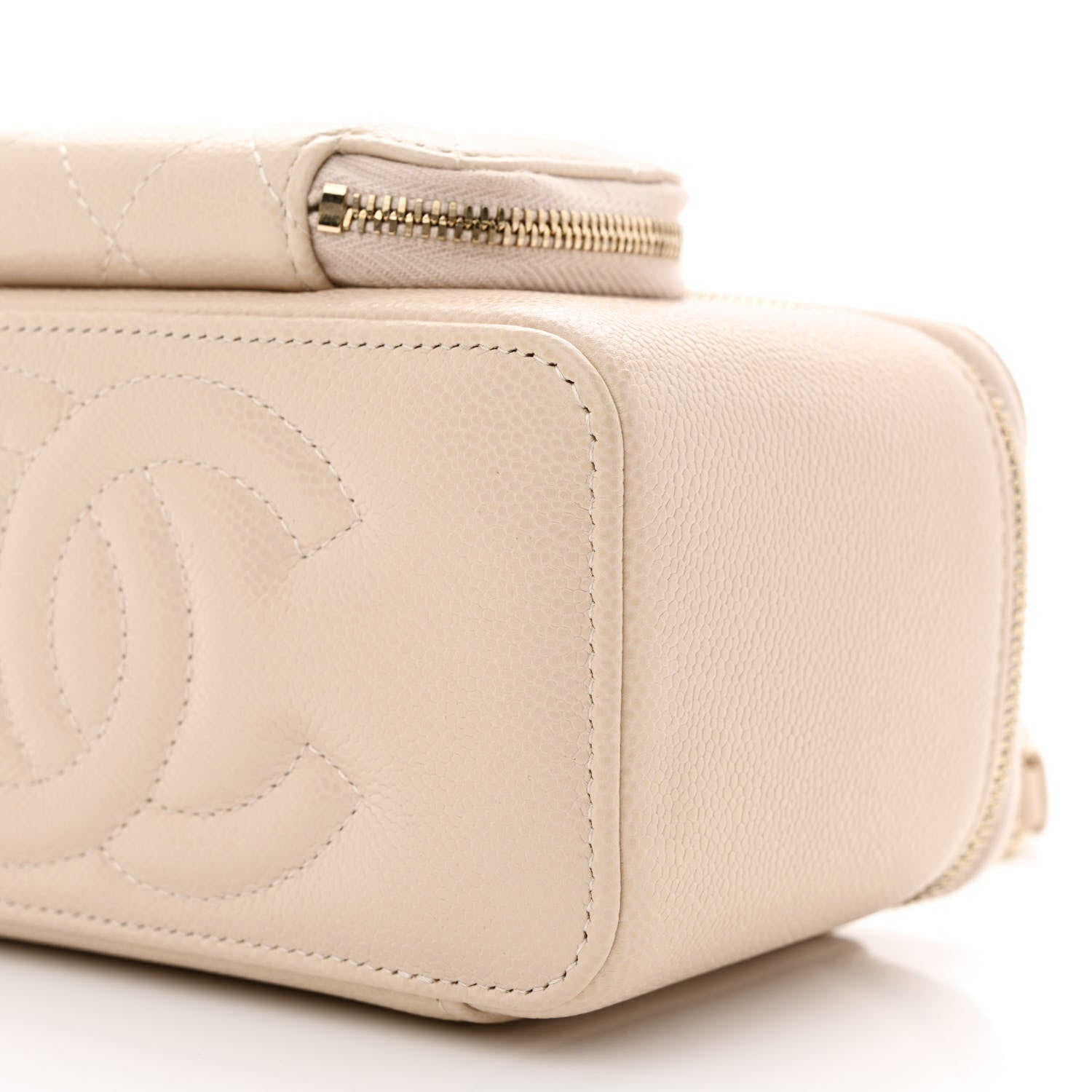 Chanel Caviar Quilted Top Handle Pocket Vanity Case Beige 10 of 10
