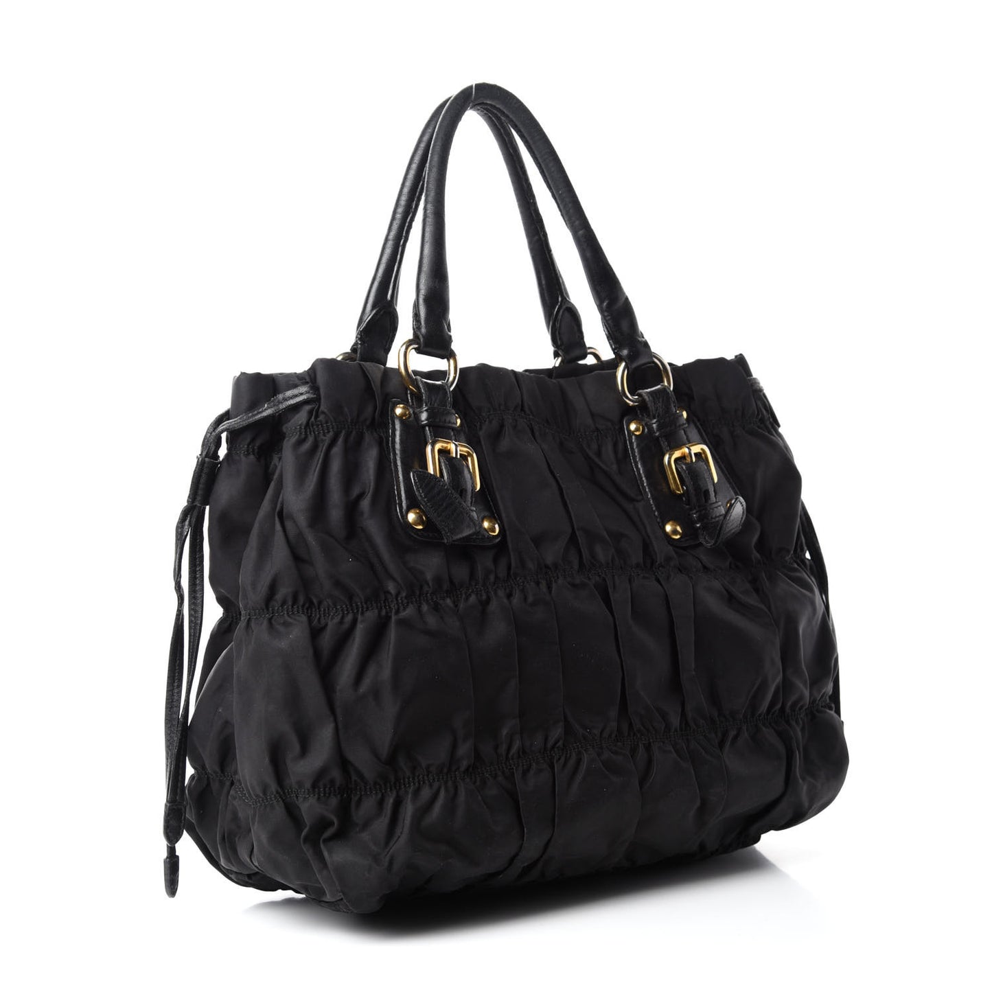 Tessuto Nylon Gaufre Drawstring Tote Black